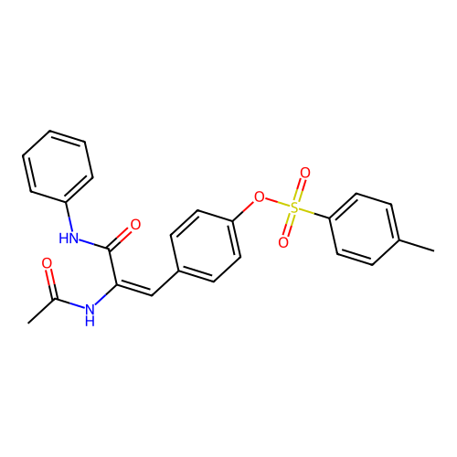 (E)-4-(2-acetamido-3-oxo-3-(phenylamino)prop-1-en-1-yl)phenyl 4-methylbenzenesulfonate structure