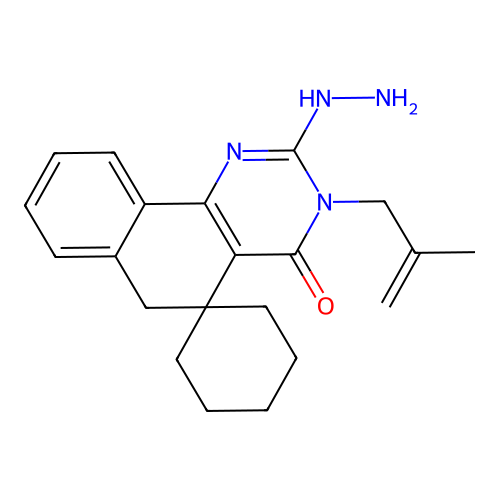 2-hydrazinyl-3-(2-methylallyl)-3H-spiro[benzo[h]quinazoline-5,1'-cyclohexan]-4(6H)-one structure