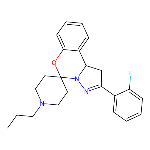 2'-(2-fluorophenyl)-1-propyl-1',10b'-dihydrospiro[piperidine-4,5'-pyrazolo[1,5-c][1,3]benzoxazine] structure