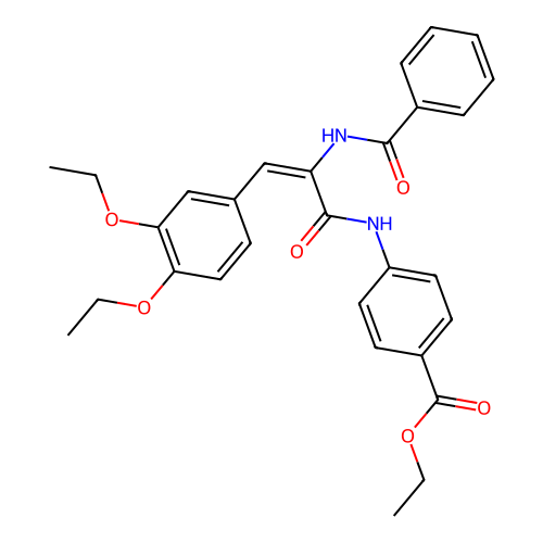 (E)-ethyl 4-(2-benzamido-3-(3,4-diethoxyphenyl)acrylamido)benzoate structure