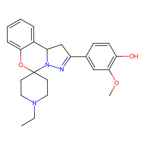 4-(1'-ethyl-1,10b-dihydrospiro[benzo[e]pyrazolo[1,5-c][1,3]oxazine-5,4'-piperidin]-2-yl)-2-methoxyphenol structure