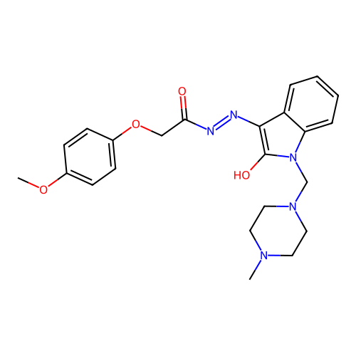 (Z)-2-(4-methoxyphenoxy)-N'-(1-((4-methylpiperazin-1-yl)methyl)-2-oxoindolin-3-ylidene)acetohydrazide structure