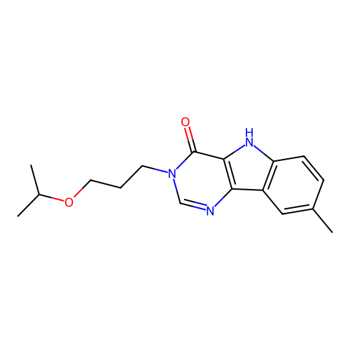 3-(3-isopropoxypropyl)-8-methyl-3H-pyrimido[5,4-b]indol-4(5H)-one structure