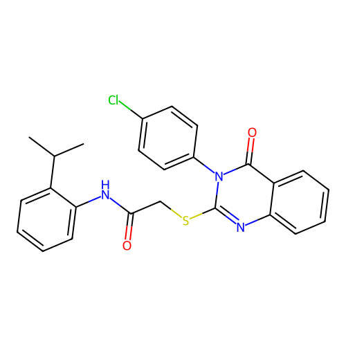 2-((3-(4-chlorophenyl)-4-oxo-3,4-dihydroquinazolin-2-yl)thio)-N-(2-isopropylphenyl)acetamide structure