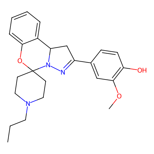 2-methoxy-4-(1'-propyl-1,10b-dihydrospiro[benzo[e]pyrazolo[1,5-c][1,3]oxazine-5,4'-piperidin]-2-yl)phenol structure