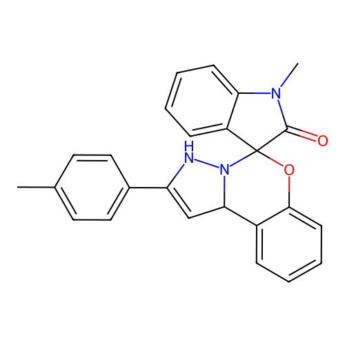 1-methyl-2'-(4-methylphenyl)-3',10b'-dihydrospiro[indole-3,5'-pyrazolo[1,5-c][1,3]benzoxazin]-2(1H)-one structure