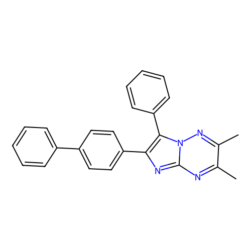 6-(Biphenyl-4-yl)-2,3-dimethyl-7-phenylimidazo[1,2-b][1,2,4]triazine structure