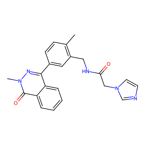 2-(1H-imidazol-1-yl)-N-(2-methyl-5-(3-methyl-4-oxo-3,4-dihydrophthalazin-1-yl)benzyl)acetamide structure