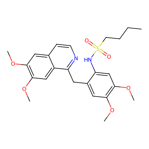 N-(2-((6,7-dimethoxyisoquinolin-1-yl)methyl)-4,5-dimethoxyphenyl)butane-1-sulfonamide structure