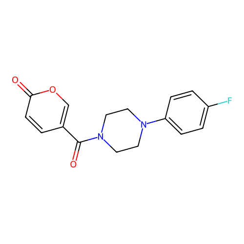 5-(4-(4-fluorophenyl)piperazine-1-carbonyl)-2H-pyran-2-one structure