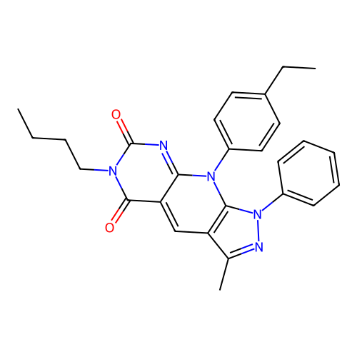 6-butyl-9-(4-ethylphenyl)-3-methyl-1-phenyl-1H-pyrazolo[4',3':5,6]pyrido[2,3-d]pyrimidine-5,7(6H,9H)-dione structure