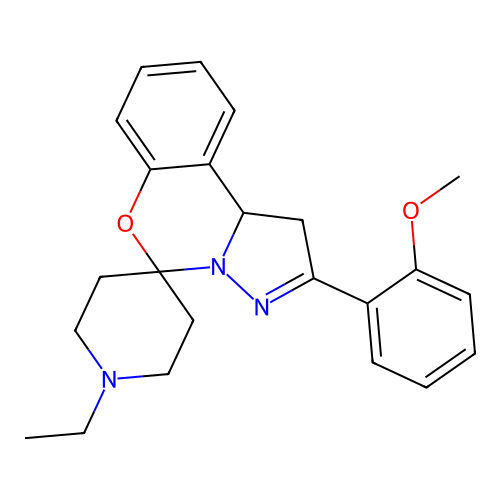 1'-ethyl-2-(2-methoxyphenyl)-1,10b-dihydrospiro[benzo[e]pyrazolo[1,5-c][1,3]oxazine-5,4'-piperidine] structure