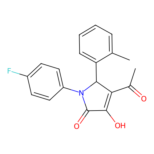3-acetyl-1-(4-fluorophenyl)-4-hydroxy-2-(2-methylphenyl)-2H-pyrrol-5-one structure