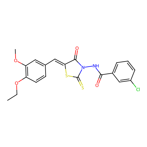 3-chloro-N-[(5Z)-5-(4-ethoxy-3-methoxybenzylidene)-4-oxo-2-thioxo-1,3-thiazolidin-3-yl]benzamide structure
