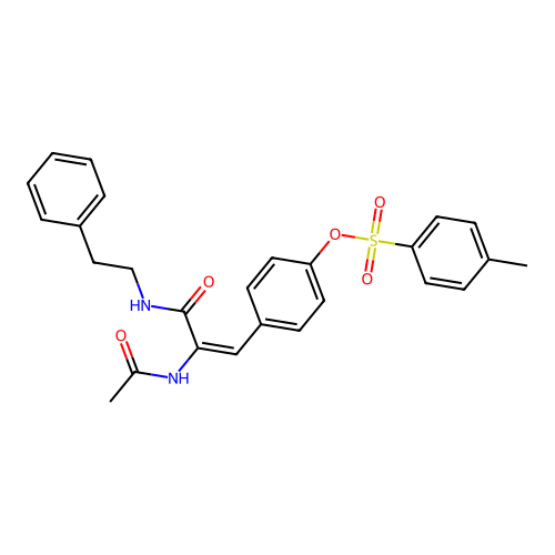 (E)-4-(2-acetamido-3-oxo-3-(phenethylamino)prop-1-en-1-yl)phenyl 4-methylbenzenesulfonate structure