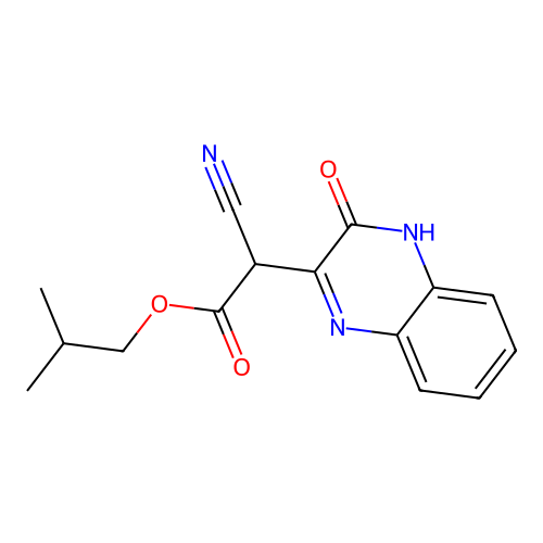 2-Methylpropyl cyano(3-hydroxyquinoxalin-2-yl)acetate structure