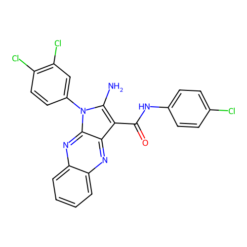 2-amino-N-(4-chlorophenyl)-1-(3,4-dichlorophenyl)-1H-pyrrolo[2,3-b]quinoxaline-3-carboxamide structure