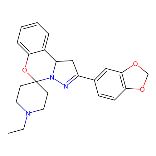 2-(benzo[d][1,3]dioxol-5-yl)-1'-ethyl-1,10b-dihydrospiro[benzo[e]pyrazolo[1,5-c][1,3]oxazine-5,4'-piperidine] structure