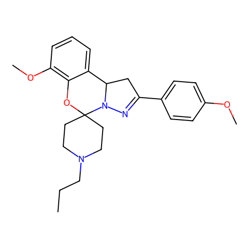 7'-methoxy-2'-(4-methoxyphenyl)-1-propyl-1',10b'-dihydrospiro[piperidine-4,5'-pyrazolo[1,5-c][1,3]benzoxazine] structure