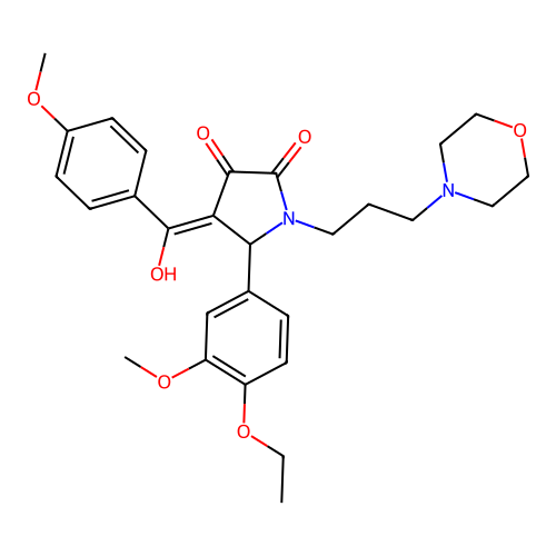 (4E)-5-(4-ethoxy-3-methoxyphenyl)-4-[hydroxy-(4-methoxyphenyl)methylidene]-1-(3-morpholin-4-ylpropyl)pyrrolidine-2,3-dione structure