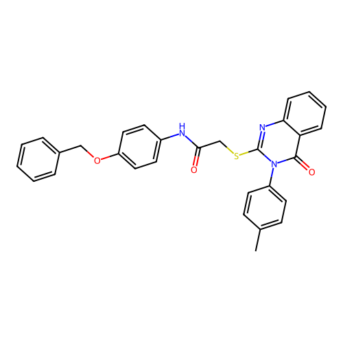 N-(4-(benzyloxy)phenyl)-2-((4-oxo-3-(p-tolyl)-3,4-dihydroquinazolin-2-yl)thio)acetamide structure