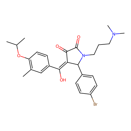 (4E)-5-(4-bromophenyl)-1-[3-(dimethylamino)propyl]-4-[hydroxy-(3-methyl-4-propan-2-yloxyphenyl)methylidene]pyrrolidine-2,3-dione structure