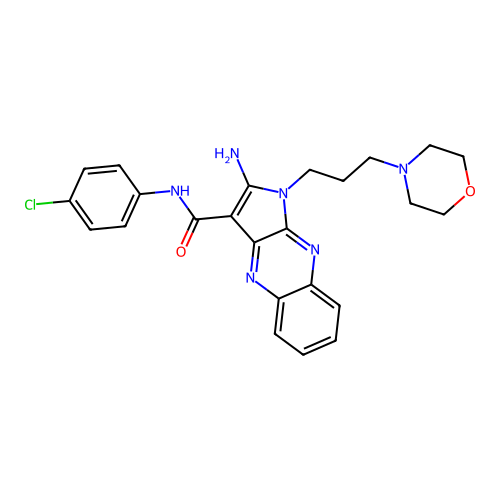 2-amino-N-(4-chlorophenyl)-1-(3-morpholin-4-ylpropyl)pyrrolo[3,2-b]quinoxaline-3-carboxamide structure