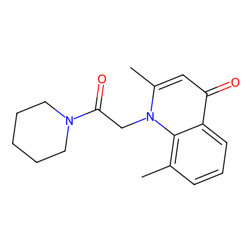 2,8-dimethyl-1-(2-oxo-2-(piperidin-1-yl)ethyl)quinolin-4(1H)-one structure