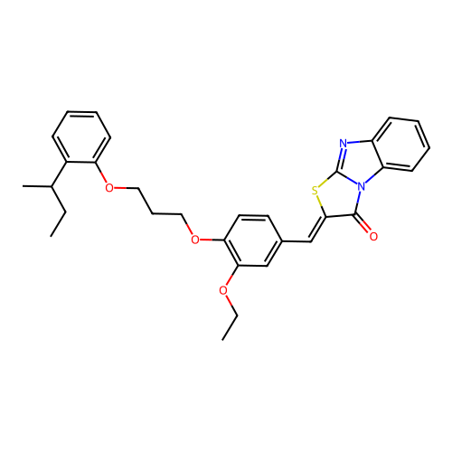 (Z)-2-(4-(3-(2-(sec-butyl)phenoxy)propoxy)-3-ethoxybenzylidene)benzo[4,5]imidazo[2,1-b]thiazol-3(2H)-one structure
