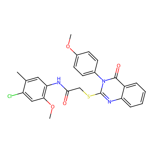 N-(4-chloro-2-methoxy-5-methylphenyl)-2-{[3-(4-methoxyphenyl)-4-oxo-3,4-dihydroquinazolin-2-yl]sulfanyl}acetamide structure