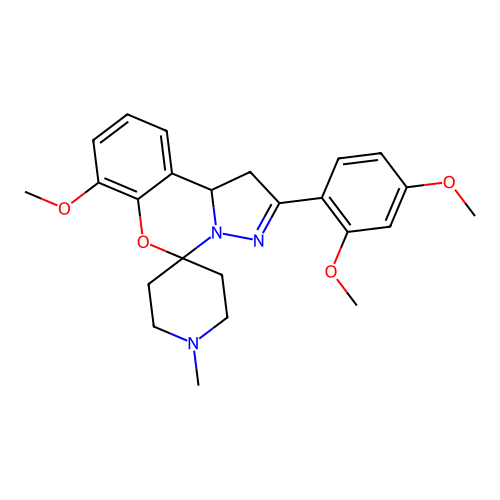 2'-(2,4-dimethoxyphenyl)-7'-methoxy-1-methyl-1',10b'-dihydrospiro[piperidine-4,5'-pyrazolo[1,5-c][1,3]benzoxazine] structure