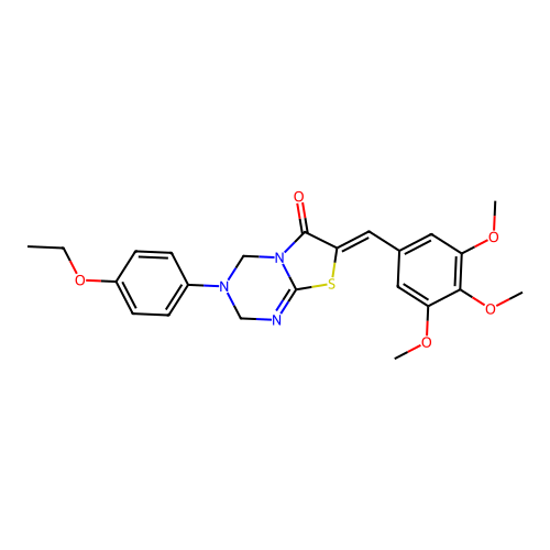 (7Z)-3-(4-ethoxyphenyl)-7-(3,4,5-trimethoxybenzylidene)-3,4-dihydro-2H-[1,3]thiazolo[3,2-a][1,3,5]triazin-6(7H)-one structure