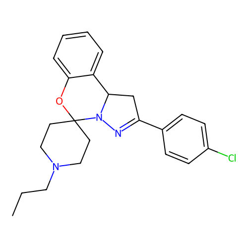 2'-(4-chlorophenyl)-1-propyl-1',10b'-dihydrospiro[piperidine-4,5'-pyrazolo[1,5-c][1,3]benzoxazine] structure