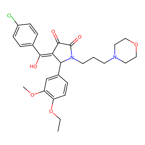 (4E)-4-[(4-chlorophenyl)-hydroxymethylidene]-5-(4-ethoxy-3-methoxyphenyl)-1-(3-morpholin-4-ylpropyl)pyrrolidine-2,3-dione structure