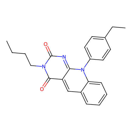 3-butyl-10-(4-ethylphenyl)pyrimido[4,5-b]quinoline-2,4(3H,10H)-dione structure