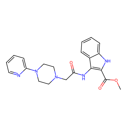 methyl 3-({[4-(pyridin-2-yl)piperazin-1-yl]acetyl}amino)-1H-indole-2-carboxylate structure