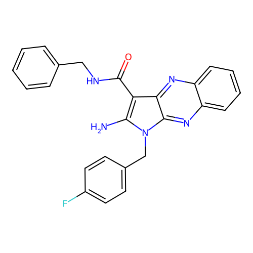 2-amino-N-benzyl-1-(4-fluorobenzyl)-1H-pyrrolo[2,3-b]quinoxaline-3-carboxamide structure