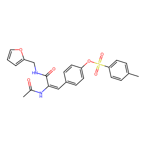 (E)-4-(2-acetamido-3-((furan-2-ylmethyl)amino)-3-oxoprop-1-en-1-yl)phenyl 4-methylbenzenesulfonate structure