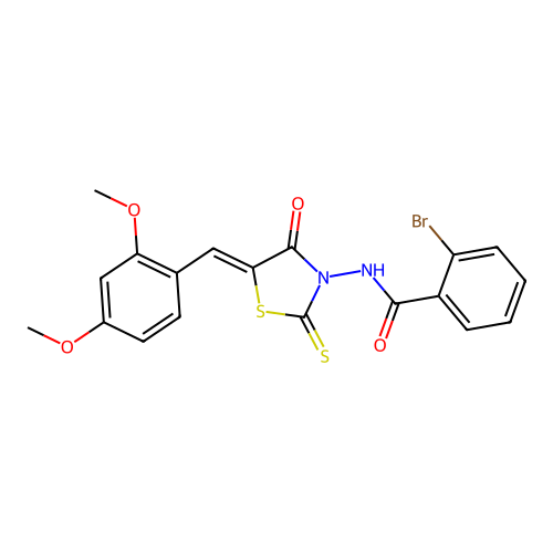 2-bromo-N-[(5Z)-5-(2,4-dimethoxybenzylidene)-4-oxo-2-thioxo-1,3-thiazolidin-3-yl]benzamide structure
