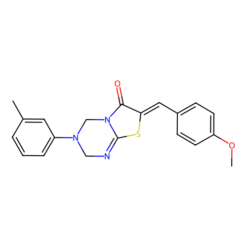 (7Z)-7-(4-methoxybenzylidene)-3-(3-methylphenyl)-3,4-dihydro-2H-[1,3]thiazolo[3,2-a][1,3,5]triazin-6(7H)-one structure