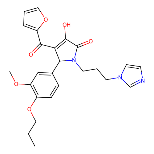 1-(3-(1H-imidazol-1-yl)propyl)-4-(furan-2-carbonyl)-3-hydroxy-5-(3-methoxy-4-propoxyphenyl)-1H-pyrrol-2(5H)-one structure