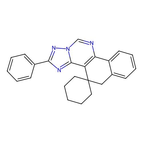 2-phenyl-5H-spiro[benzo[h][1,2,4]triazolo[1,5-c]quinazoline-4,1'-cyclohexane] structure