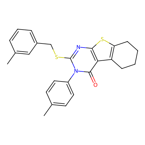 2-((3-methylbenzyl)thio)-3-(p-tolyl)-5,6,7,8-tetrahydrobenzo[4,5]thieno[2,3-d]pyrimidin-4(3H)-one structure