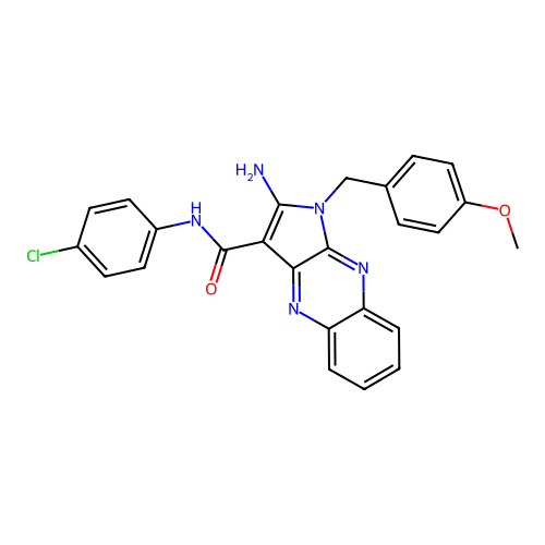 2-amino-N-(4-chlorophenyl)-1-(4-methoxybenzyl)-1H-pyrrolo[2,3-b]quinoxaline-3-carboxamide structure
