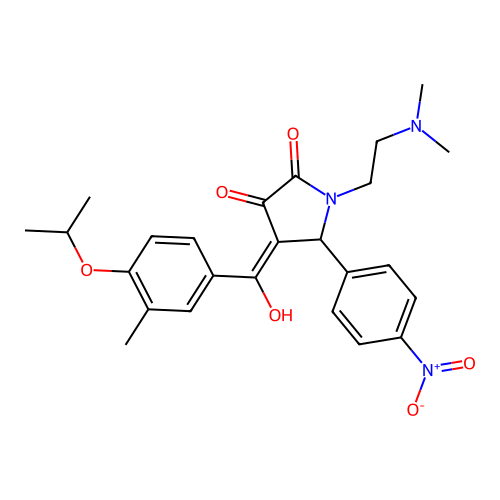 (4E)-1-(2-dimethylaminoethyl)-4-[hydroxy-(3-methyl-4-propan-2-yloxyphenyl)methylidene]-5-(4-nitrophenyl)pyrrolidine-2,3-dione structure