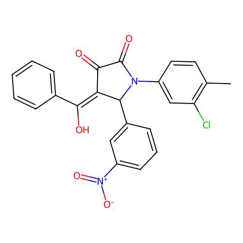 (4E)-1-(3-chloro-4-methylphenyl)-4-[hydroxy(phenyl)methylidene]-5-(3-nitrophenyl)pyrrolidine-2,3-dione structure