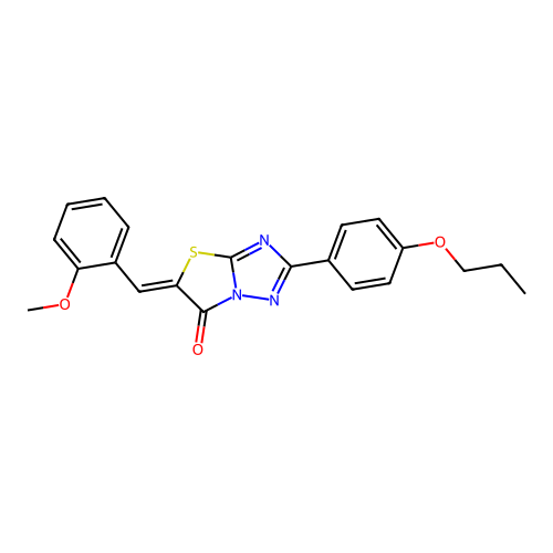 (Z)-5-(2-methoxybenzylidene)-2-(4-propoxyphenyl)thiazolo[3,2-b][1,2,4]triazol-6(5H)-one structure