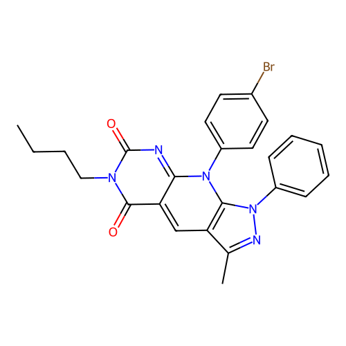 9-(4-bromophenyl)-6-butyl-3-methyl-1-phenyl-1H-pyrazolo[4',3':5,6]pyrido[2,3-d]pyrimidine-5,7(6H,9H)-dione structure