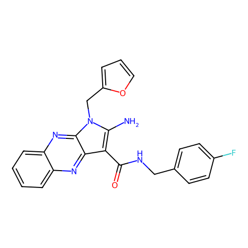 2-amino-N-(4-fluorobenzyl)-1-(furan-2-ylmethyl)-1H-pyrrolo[2,3-b]quinoxaline-3-carboxamide structure