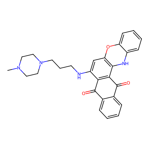 7-((3-(4-methylpiperazin-1-yl)propyl)amino)-8H-naphtho[2,3-a]phenoxazine-8,13(14H)-dione structure